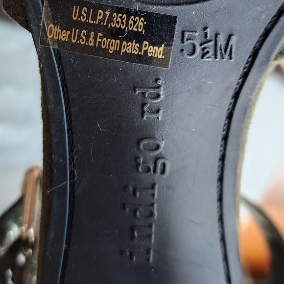 Indigo RD. Green Faux Suede Back Zip Buckle Ankle Three Strap Block Heels 5.5M - Picture 13 of 16